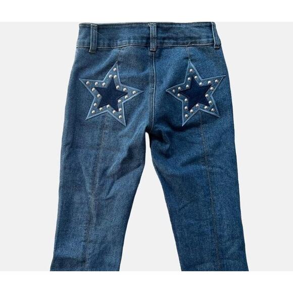 Rare Forever 21 Frankie & the Studs Star Flare Jeans L Coastal Cowgirl Cowboys - Picture 4 of 9